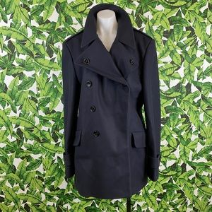 French Connection Navy Wool Military Pea Coat